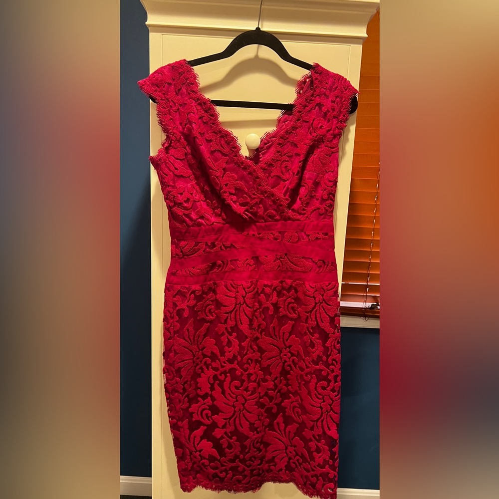 Tadashi Shoji Fuschia Lace Midi Dress